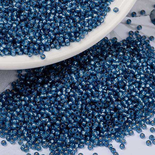 

PandaHall MIYUKI Round Rocailles Beads, Japanese Seed Beads, 15/0, (RR648) Dyed Denim Blue Silverlined Alabaster, 15/0, 1.5mm, Hole: 0.7mm...