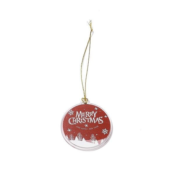 

PandaHall Christmas Theme Acrylic Pendant Decoration, Nylon Cord Hanging Decoration, Flat Round, Word, 190~205mm Acrylic Word