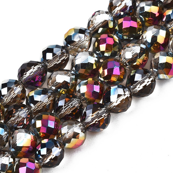 

PandaHall Electroplate Translucent Glass Beads Strands, AB Color Plated, Half Plated, Faceted, Strawberry, Peru, 6x6mm, Hole: 1.4mm, about..., Brown