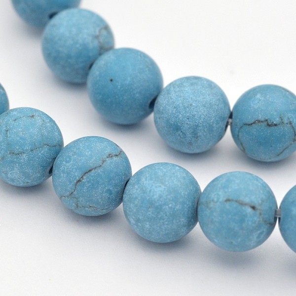 

PandaHall Synthetic Turquoise Round Beads Strands, Frosted, Sky Blue, 8mm, Hole: 1mm, about 48pcs/strand, 15.3 inch Synthetic Turquoise...
