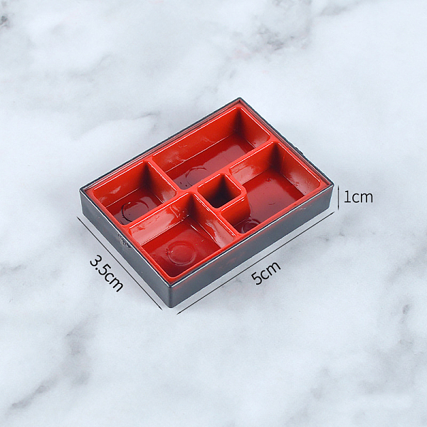 

PandaHall Mini Plastic Divided Dinner Tray, Sushi Plate, with Dipping Compartment, Miniature Ornaments, Micro Landscape Dollhouse..., Red