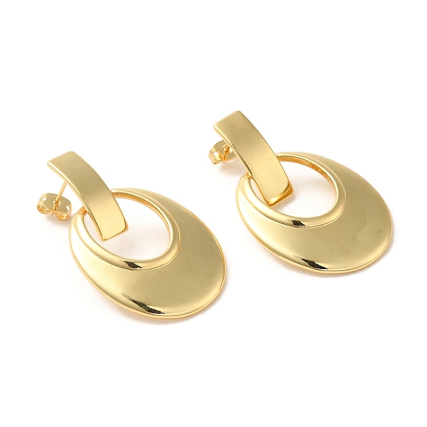 

PandaHall Real 18K Gold Plated Brass Dangle Stud Earrings, Long-Lasting Plated, Cadmium Free & Lead Free, Oval, 42.5x26mm Brass Oval