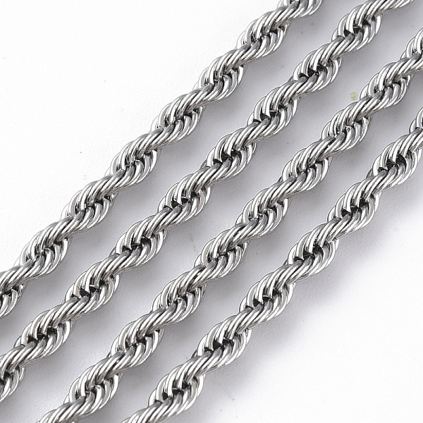 

PandaHall 304 Stainless Steel Rope Chain Necklaces for Men Women, with Lobster Claw Clasps, Stainless Steel Color, 25.8 inch(65.5cm) 304...