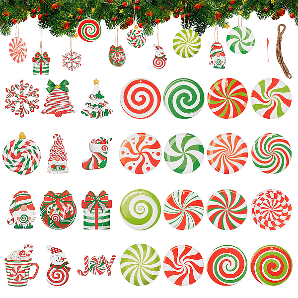 Christmas Wooden Pendant Decorations and Paper Flag Banners