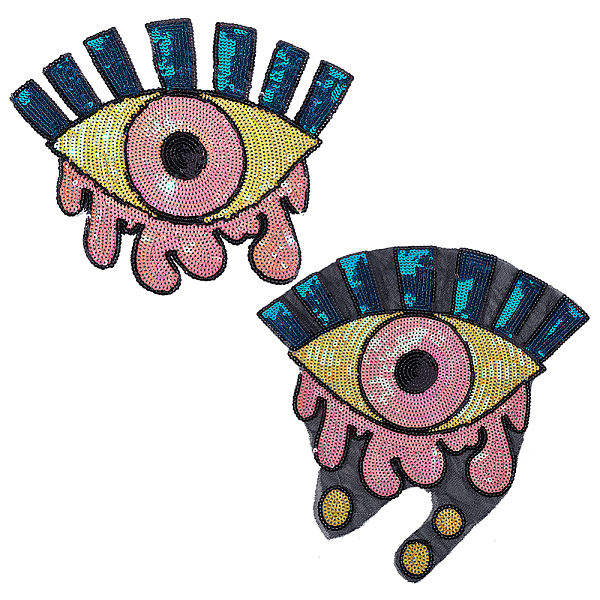 

PandaHall CHGCRAFT 2Pcs 2 Style Iron on/Sew on Sequin Cloth Patches, Costume Accessories, Glittered Appliques, Evil Eye, Mixed Color..., Multicolor
