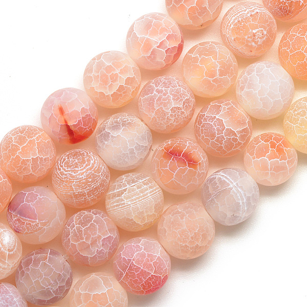 

PandaHall Natural Weathered Agate Bead Strands, Frosted, Dyed, Round, Light Salmon, 6~6.5mm, Hole: 1.5mm, about 65pcs/strand, 15.5 inch..., Red