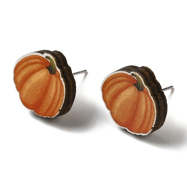 

PandaHall Wood Stud Earrings, with 316 Surgical Stainless Steel Pin, Thanksgiving Theme, Silver, Dark Orange, Pumpkin, 13.5x15mm Wood...