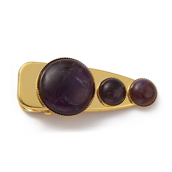 

PandaHall Natural Amethyst Alligator Hair Clips, with Iron Finding, Cadmium Free & Lead Free, 26~27x59~61x14~16mm Amethyst