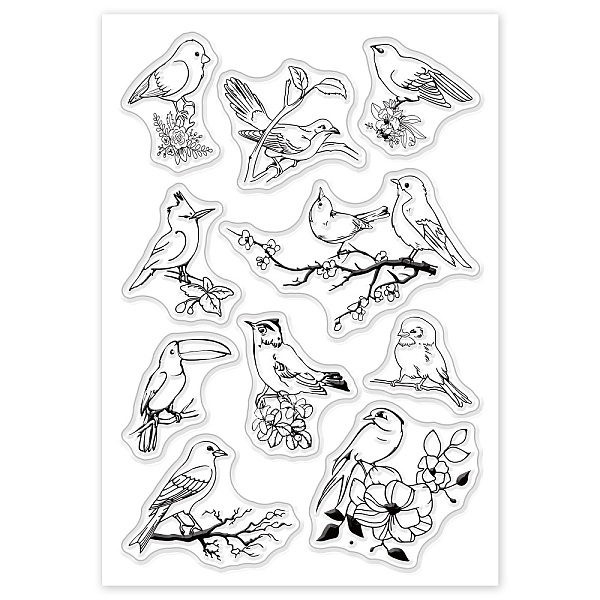 

PandaHall PVC Plastic Stamps, for DIY Scrapbooking, Photo Album Decorative, Cards Making, Stamp Sheets, Bird Pattern, 16x11x0.3cm Plastic...