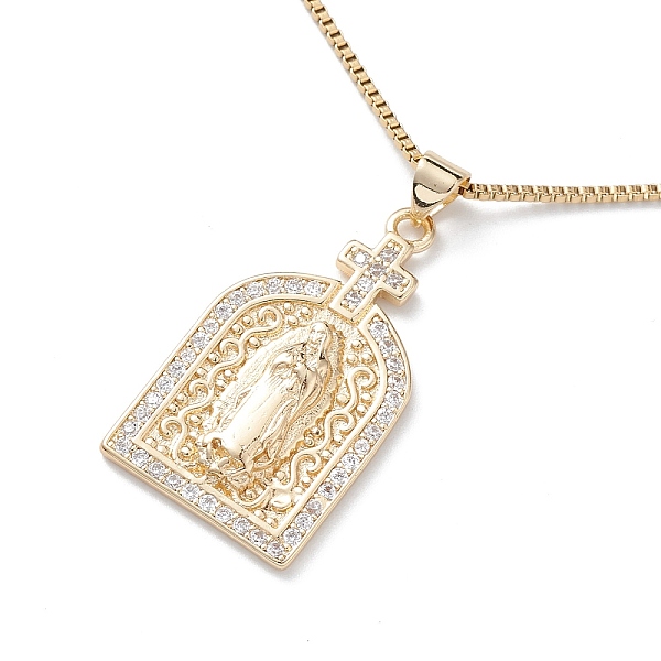 

PandaHall Clear Cubic Zirconia Religion Pendant Necklace, Golden 304 Stainless Steel Jewelry for Women, Arch, 16.26 inch(41.3cm), Pendant...