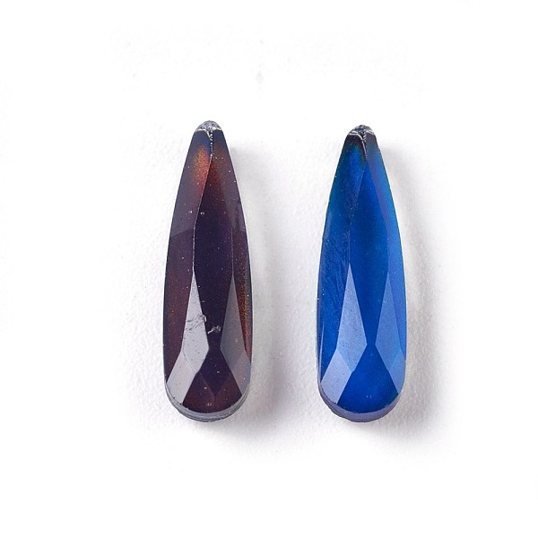 

PandaHall Faceted Glass Cabochons, Changing Color Mood Cabochons, teardrop, Colorful, 14x4x2.7mm Glass Teardrop