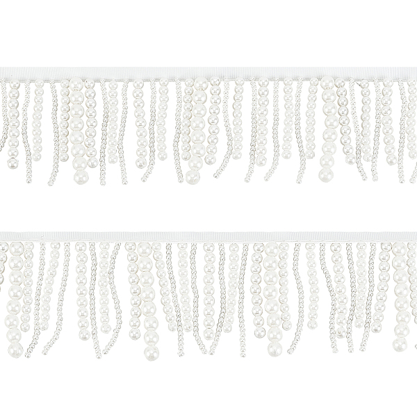 

PandaHall BENECREAT 1 Yard White Beaded Trim Sewing Fringe, Plastic Beaded Trin Clothes Accessories Decoration for Curtain Lampshades Piano...