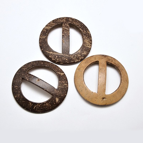 

PandaHall Coconut Buckles, Flat Round, Coconut Brown, 56x4~5mm, Hole: 15x35mm Coconut Flat Round Brown