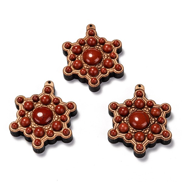 

PandaHall Beech Wood Pendants, with Natural Red Jasper Beads, Star, 45x36.5x11.5mm, Hole: 1mm Red Jasper Star