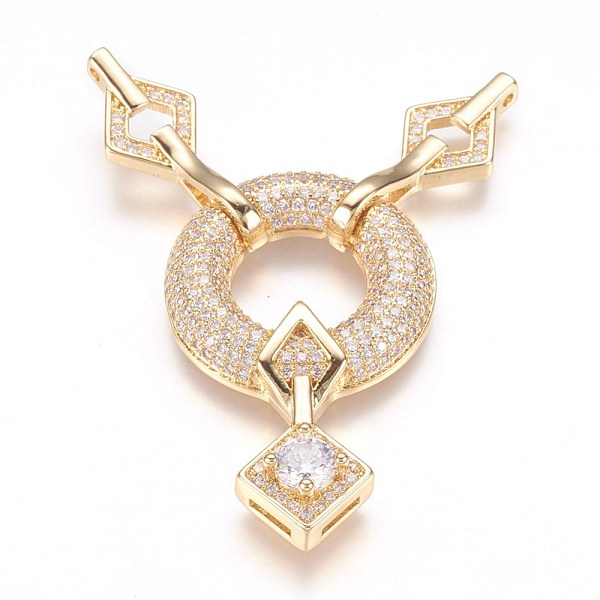 

PandaHall Brass Micro Pave Cubic Zirconia Pendants, Multi-strand Links, Real 18K Gold Plated, 48x35x5mm, Hole: 1mm and 1x4.5mm Brass+Cubic...