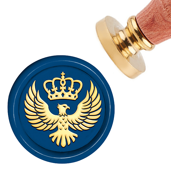 PandaHall CRASPIRE Wax Seal Stamp Eagle with Crown Sealing Wax Stamp 30mm Removable Brass Head Sealing Stamp with Wooden Handle for