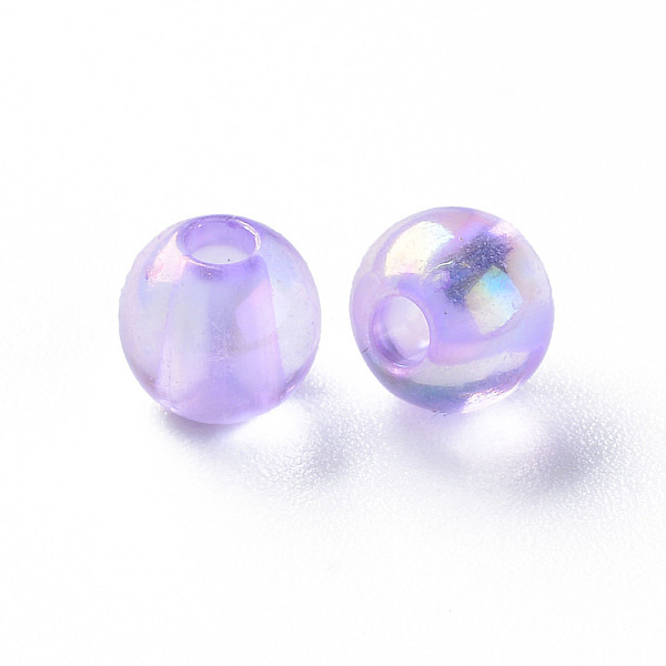 

PandaHall Transparent Acrylic Beads, AB Color Plated, Round, Lilac, 6x5mm, Hole: 1.8mm, about 4400pcs/500g Acrylic Round Purple