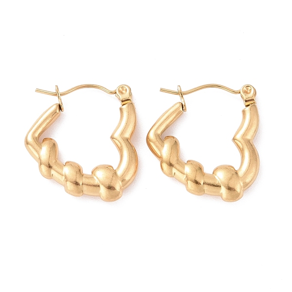 

PandaHall Ion Plating(IP) 304 Stainless Steel Heart Hoop Earrings for Women, Golden, 20x18.5x3.5mm, Pin: 0.8mm 304 Stainless Steel Heart