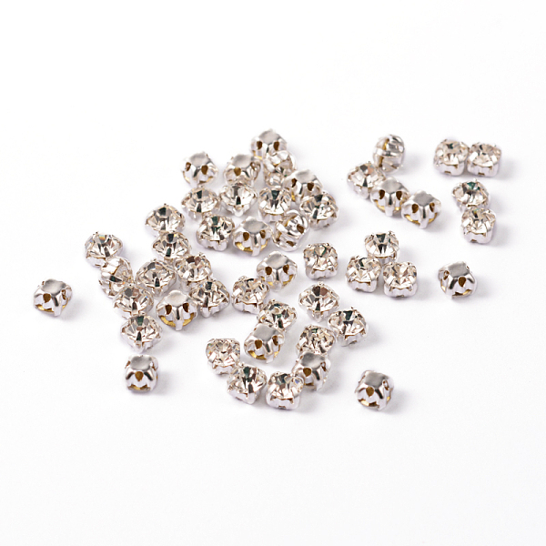 

PandaHall Sew on Rhinestone, Grade A Glass Rhinestone, with Brass Prong Settings, Garments Accessories, Silver Color Plated Metal Color..., Clear