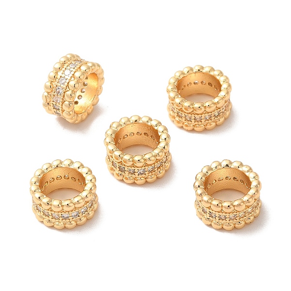 

PandaHall Rack Plating Brass Micro Pave Cubic Zirconia European Beads, Large Hole Beads, Long-Lasting Plated, Column, Golden, 9.5x5mm, Hole..., Clear
