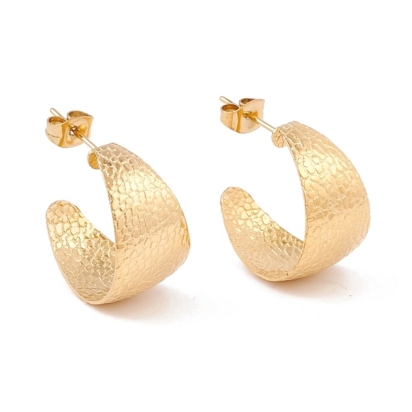 

PandaHall Ion Plating(IP) 304 Stainless Steel Chunky C-shape Stud Earrings, Half Hoop Earrings for Women, Golden, 21x12mm, Pin: 0.7mm 304...