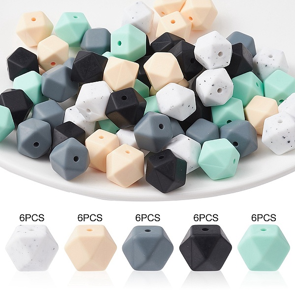 

PandaHall Hexagon Food Grade Eco-Friendly Silicone Focal Beads, Chewing Beads For Teethers, DIY Nursing Necklaces Making, Mixed Color..., Multicolor