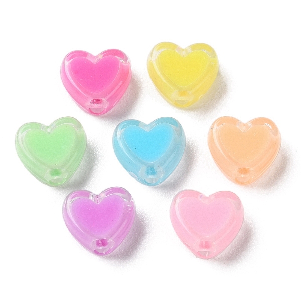 

PandaHall Heart Acrylic Beads, Bead in Bead, Mixed Color, 7x8x4mm, Hole: 1.8mm, about 2777pcs/500g Acrylic Heart Multicolor