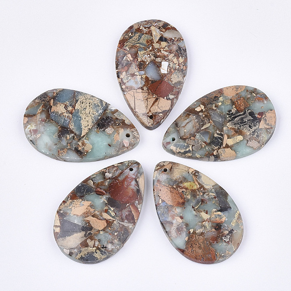 

PandaHall Synthetic Aqua Terra Jasper Pendants, Drop, 47~48x29~30.5x5~7mm, Hole: 1.4mm Aqua Terra Jasper Teardrop