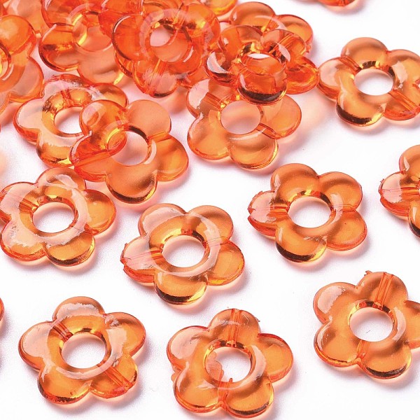 

PandaHall Transparent Acrylic Bead Frames, Flower, Dark Orange, 19x20x3.5mm, Hole: 1.6mm, Inner Diameter: 6.5mm, about 632pcs/500g Acrylic...