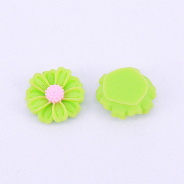 

PandaHall Resin Cabochons, DIY Accessories, Daisy Flower, Green Yellow, 10x4mm Resin Flower Green