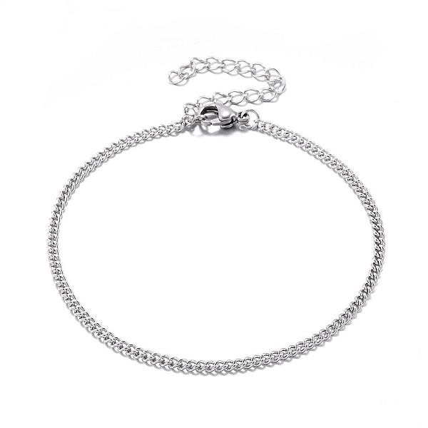 

PandaHall 304 Stainless Steel Curb Chain Bracelets, with Lobster Claw Clasps, Stainless Steel Color, 7-1/2 inch(190mm), 2.3mm 304 Stainless...