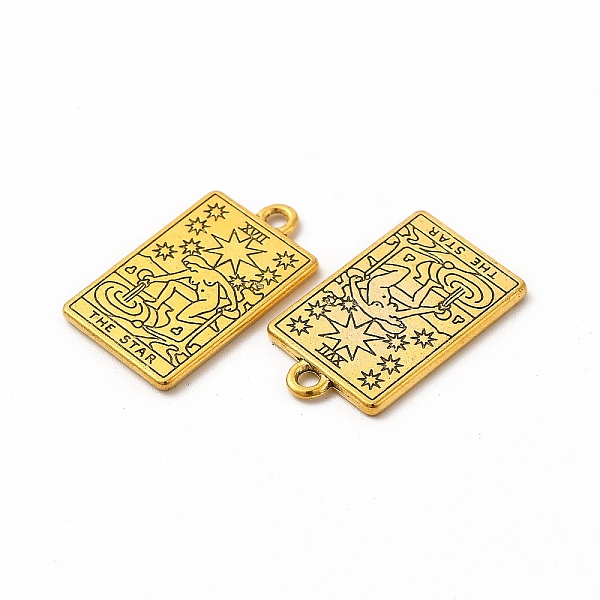 

PandaHall Tibetan Style Alloy Pendants, Rectangle with Tarot Charm, The Star XVII, Antique Golden, 23x14x1.5mm, Hole: 2mm Alloy Tarot