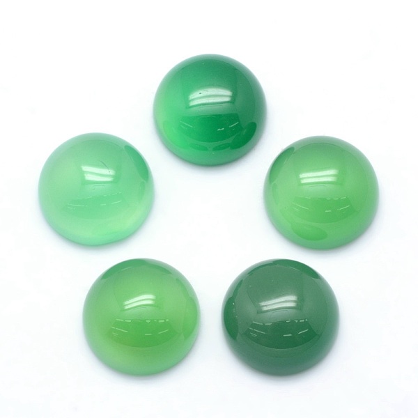 

PandaHall Natural Green Onyx Agate Cabochons, Half Round, 12x5~6mm Natural Agate Half Round