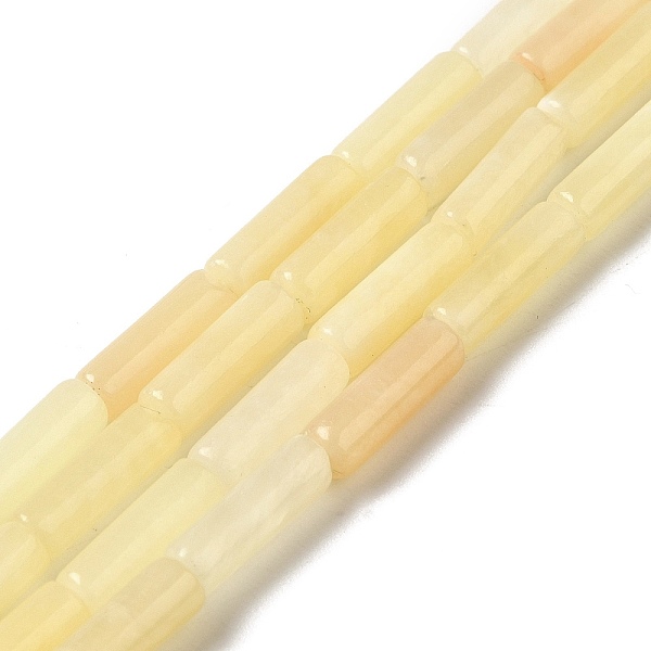 

PandaHall Natural Yellow Jade Beads Strands, Column, 13.5~14x4~4.5mm, Hole: 1.2mm, about 28pcs/strand, 15.16''(38.5cm) Yellow Jade Column
