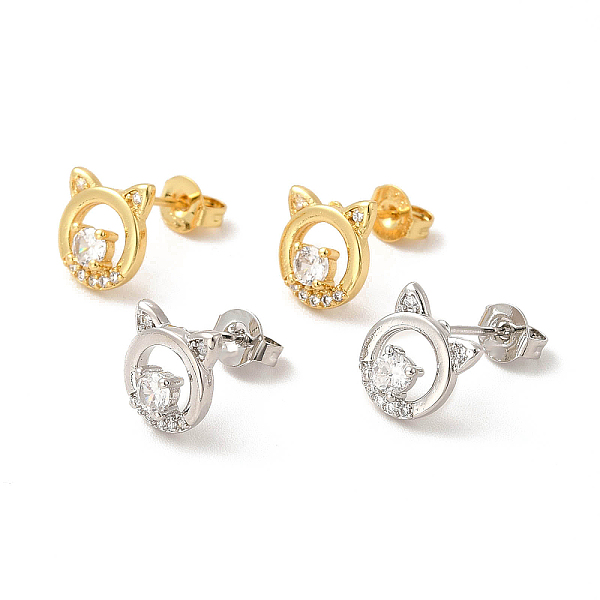 

PandaHall Clear Cubic Zirconia Hollow Out Cat Stud Earrings, Rack Plating Brass Jewelry for Women, Cadmium Free & Lead Free, Mixed Color...
