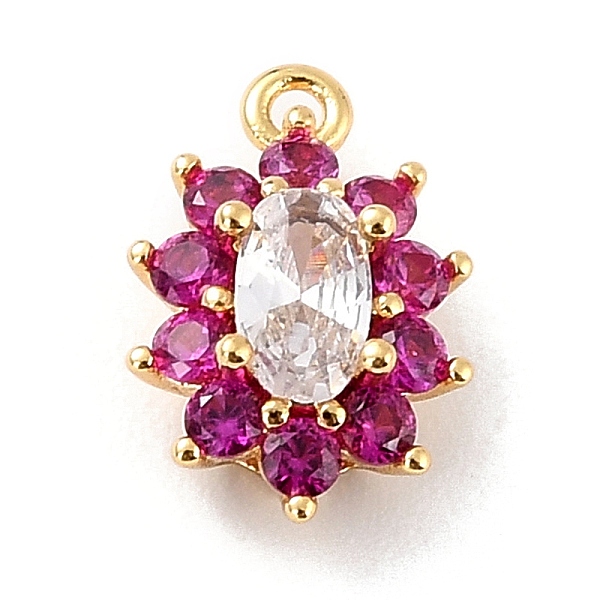 

PandaHall Eco-Friendly Brass Micro Pave Cubic Zirconia Charms, Cadmium Free & Lead Free, Real 18K Gold Plated, Flower, 11.5x7.5x4mm, Hole..., Pink