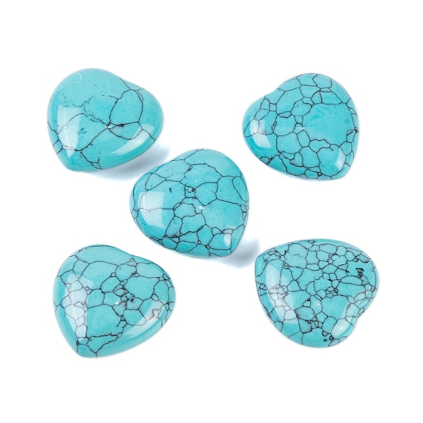

PandaHall Synthetic Turquoise Healing Stones, Heart Love Stones, Pocket Palm Stones for Reiki Ealancing, 30x30x11.5~12.5mm Synthetic...