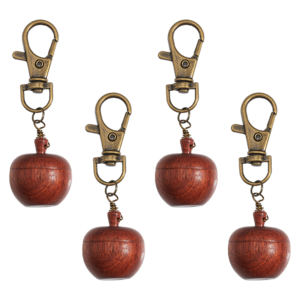 

PandaHall Rosewood Apple Box Jewelry Pendant Decoration, with Alloy Swivel Lobster Claw Clasps, Antique Bronze, 70mm, 4pcs/set Wood Apple