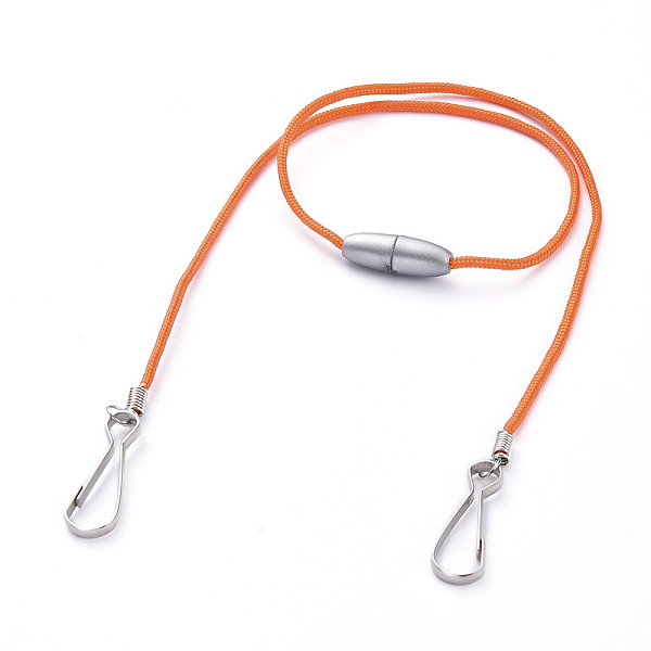 

PandaHall Polyester & Spandex Cord Ropes Eyeglasses Chains, Neck Strap for Eyeglasses, with Plastic Breakaway Clasps, Iron Coil Cord Ends..., Orange