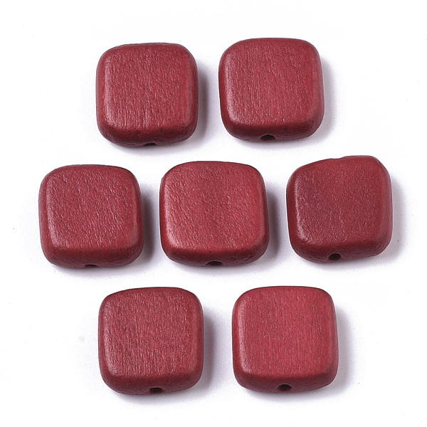 

PandaHall Painted Natural Wood Beads, Square, Crimson, 16x15x5.5mm, Hole: 1.5mm Schima Wood Square Pink