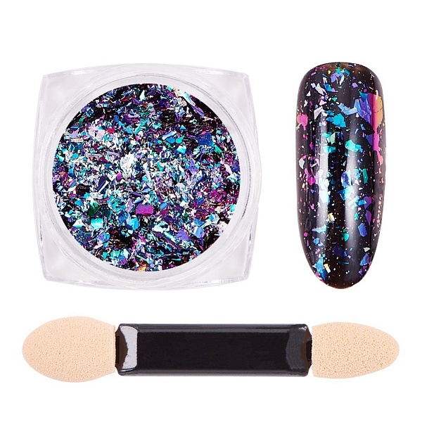 

PandaHall Chameleon Holographic Mirror Nail Flake, Starry Sky/Mirror Effect, Shiny Nail Decoration, with One Brush, Colorful, 30x30x17mm...