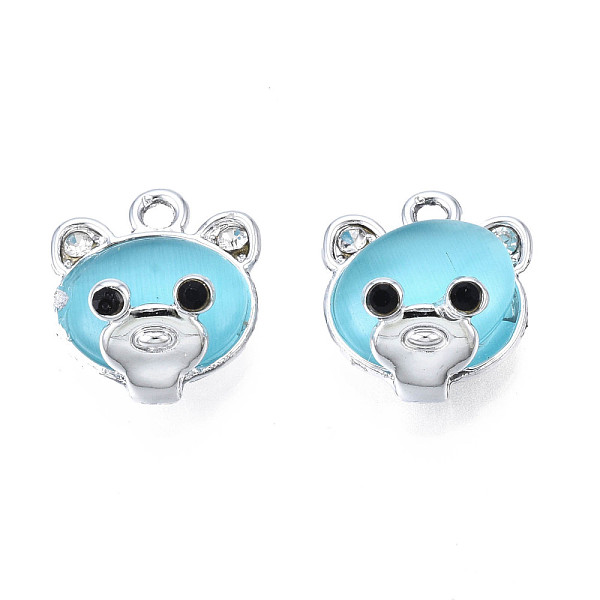 

PandaHall UV Plating Alloy Charms, with Cat Eye and Crystal Rhinestone, Platinum, Cadmium Free & Lead Free, Bear, Deep Sky Blue, 13x11.5x8mm...