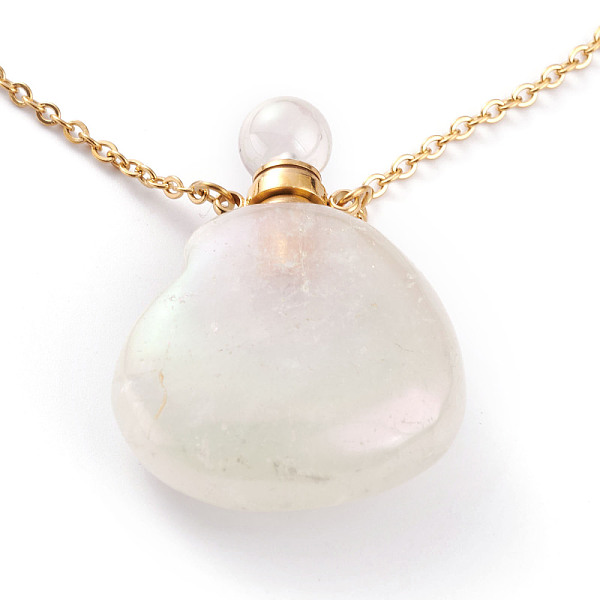 

PandaHall Electroplated Natural Quartz Crystal Openable Perfume Bottle Pendant Necklaces, with 304 Stainless Steel Cable Chains and Plastic..., Clear