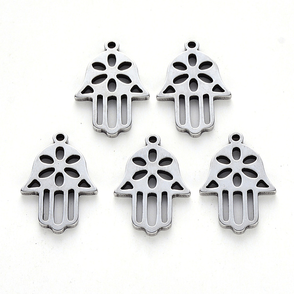 

PandaHall Religion Theme, 201 Stainless Steel Pendants, Laser Cut, Hamsa Hand/Hand of Fatima/Hand of Miriam, Stainless Steel Color...