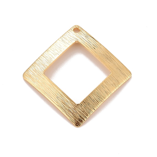

PandaHall Rack Plating Eco-friendly Brass Pendants, Lead Free & Cadmium Free, Long-Lasting Plated, Textured, Hollow Rhombus, Real 24K Gold...