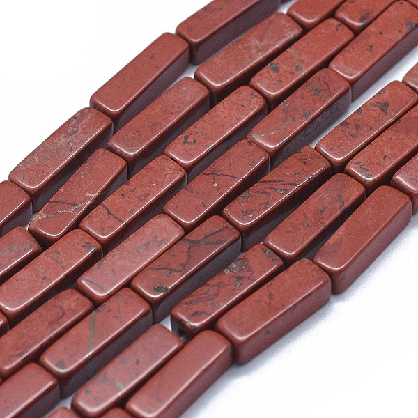 

PandaHall Natural Red Jasper Beads Strands, Cuboid, 12.5~13.5x3~5x3~4.5mm, Hole: 1mm, about 30~32pcs/strand, 15.1~15.9 inch(38.5~40.5cm) Red...