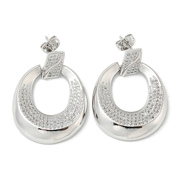 

PandaHall Oval Rack Plating Brass Micro Pave Cubic Zirconia Dangle Stud Earrings, Long-Lasting Plated, Lead Free & Cadmium Free, Platinum..., Clear