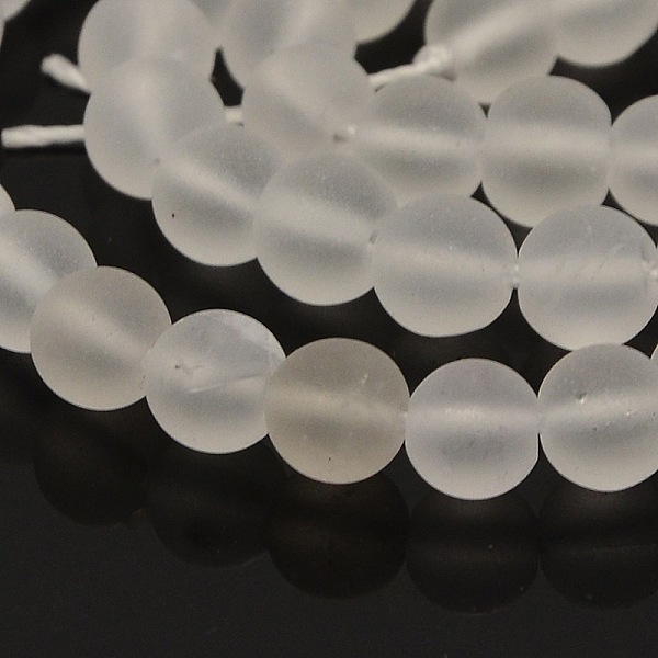 

PandaHall Frosted Natural Quartz Crystal Round Bead Strandsl, 6mm, Hole: 1mm, about 61pcs/strand, 15.7 inch Quartz Crystal Round