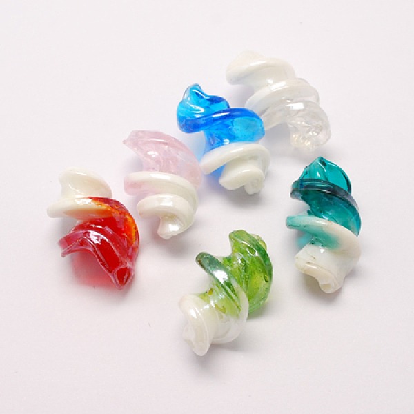 

PandaHall Handmade Lampwork Beads, Pearlized, Spiral, Mixed Color, 28x15mm, Hole: 2mm Lampwork Others Multicolor