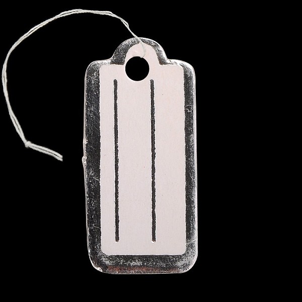 

PandaHall Rectangle Jewelry Display Paper Price Tags, with Cotton Cord, Silver, 22x10x0.2mm, Hole: 2mm, 500pcs/bag Paper Silver